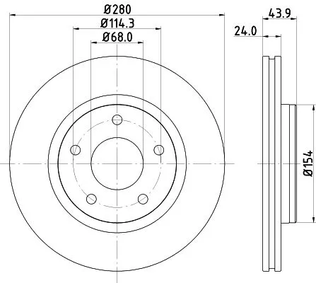 1x  MINTEX Brake Disc MDC2280 280