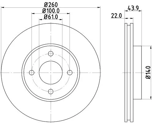 1x MINTEX MDC2365 Brake Disc