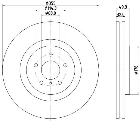 1x  MINTEX Brake Disc MDC2598 355