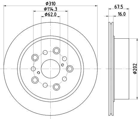 1x  MINTEX Brake Disc MDC2637 310