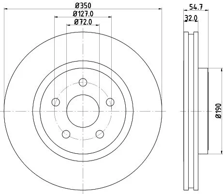 1x  MINTEX Brake Disc MDC2652 350
