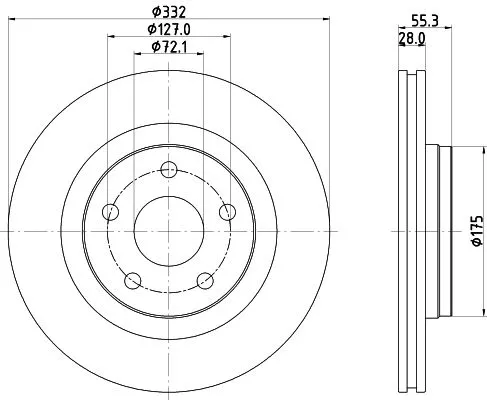 1x  MINTEX Brake Disc MDC2720 332