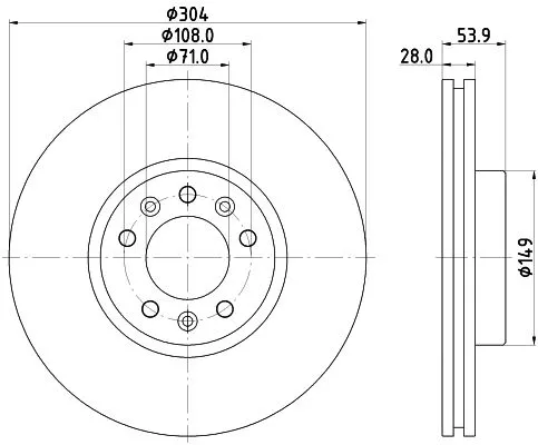 1x  MINTEX Brake Disc MDC2760 304