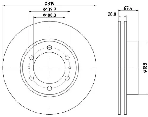 1x MINTEX MDC2803C Brake Disc