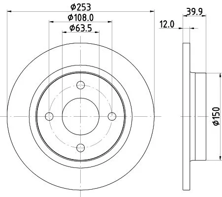 1x MINTEX MDC2812C Brake Disc