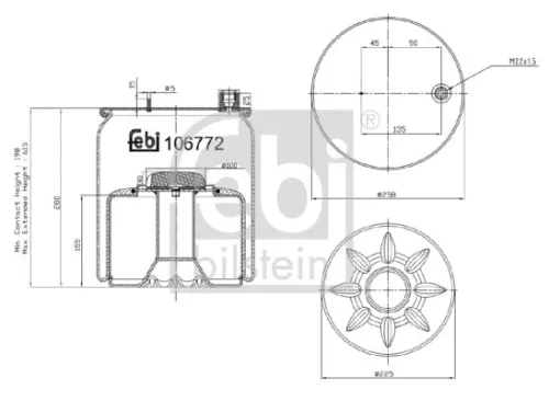 FEBI BILSTEIN FEBI BILSTEIN 106772 Febi Rear Air Bag Suspension Spring For Mercedes-benz Actros Mp4 / Mp5 Anto 