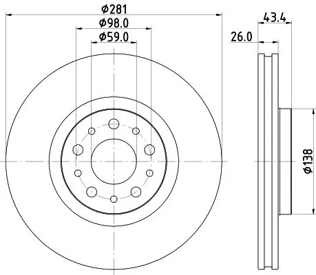 1x  MINTEX Brake Disc MDC2877C 281
