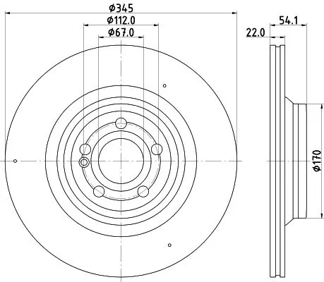 1x  MINTEX Brake Disc MDC2895C 345