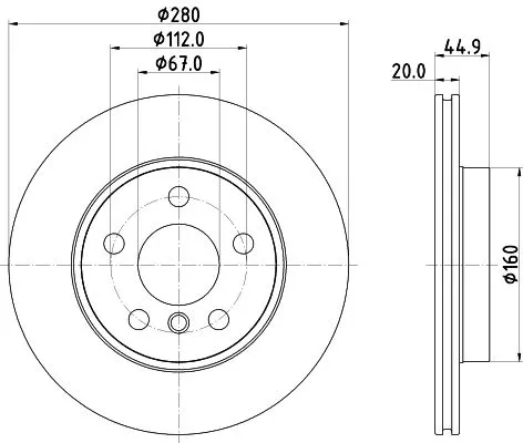 1x  MINTEX Brake Disc MDC2900C 280