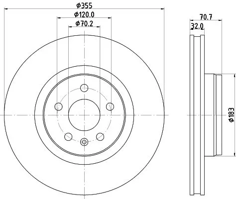 1x  MINTEX Brake Disc MDC2941C 355