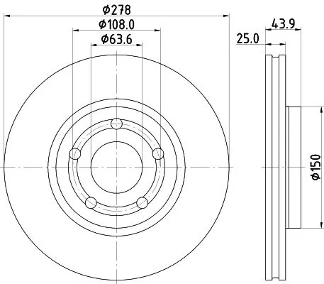1x MINTEX MDC3004C Brake Disc
