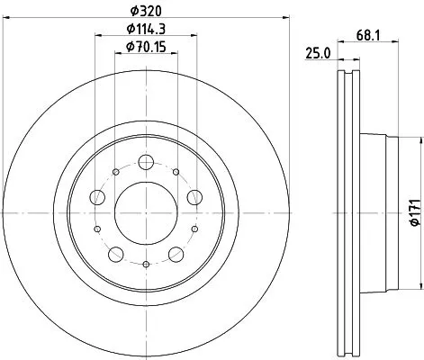 1x  MINTEX Brake Disc MDC3019C 320