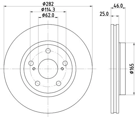1x  MINTEX Brake Disc MDC3094C 282
