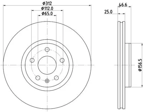 1x MINTEX MDC3165C Brake Disc