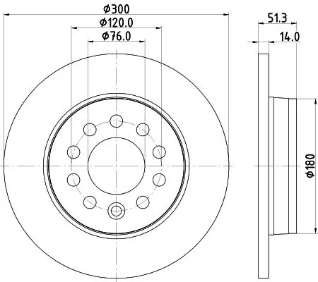 1x  MINTEX Brake Disc MDC3173C 300
