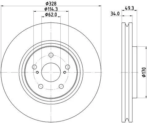 1x MINTEX MDC3207C Brake Disc