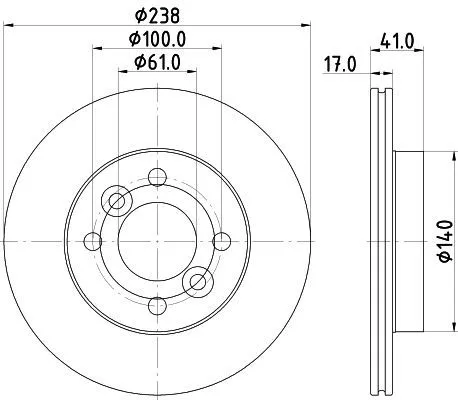 1x  MINTEX Brake Disc MDC3214C 238