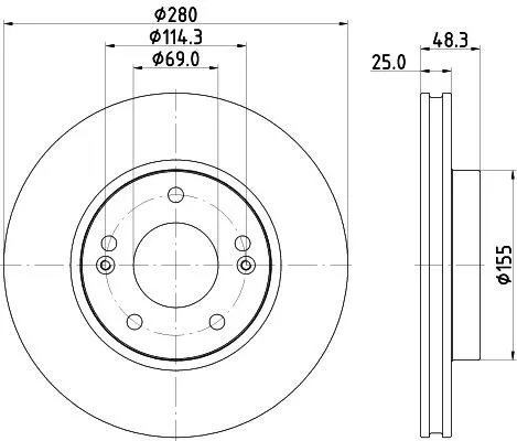 1x MINTEX MDC3215C Brake Disc