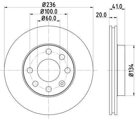 1x  MINTEX Brake Disc MDC322 236