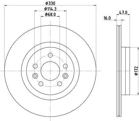 1x MINTEX MDC3220C Brake Disc