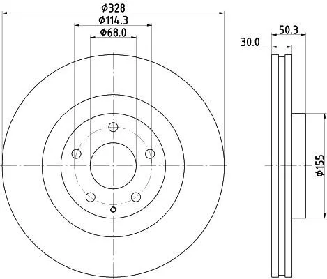 1x MINTEX MDC3226C Brake Disc