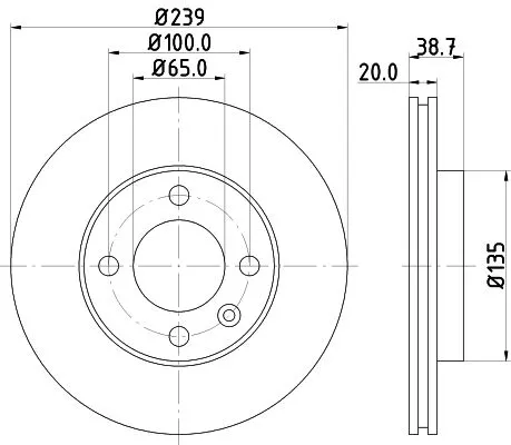 1x  MINTEX Brake Disc MDC365 239