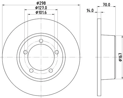 1x MINTEX MDC436C Brake Disc