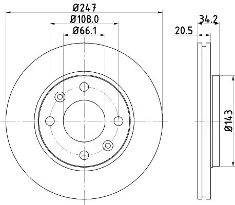 1x  MINTEX Brake Disc MDC532C 247