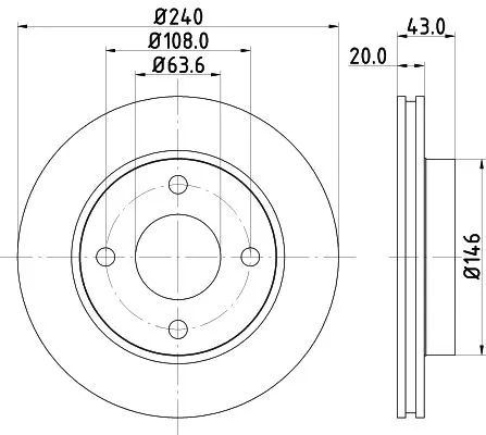 1x  MINTEX Brake Disc MDC579C 240