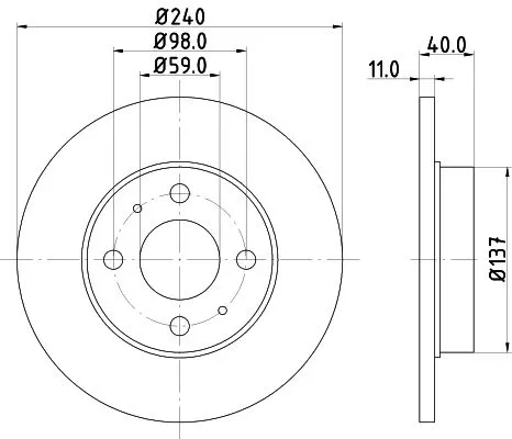 1x  MINTEX Brake Disc MDC592C 240