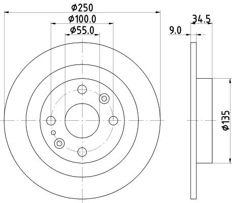 1x  MINTEX Brake Disc MDC660 250