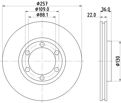 1x  MINTEX Brake Disc MDC738 257