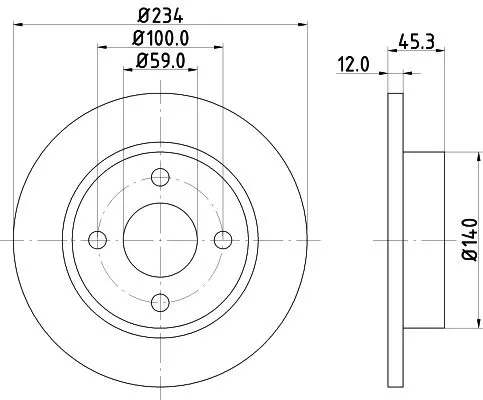 1x  MINTEX Brake Disc MDC740C 234