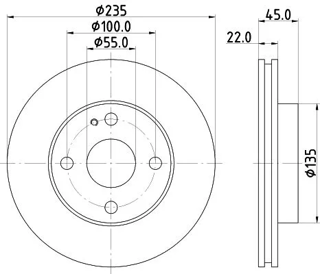 1x  MINTEX Brake Disc MDC743 235