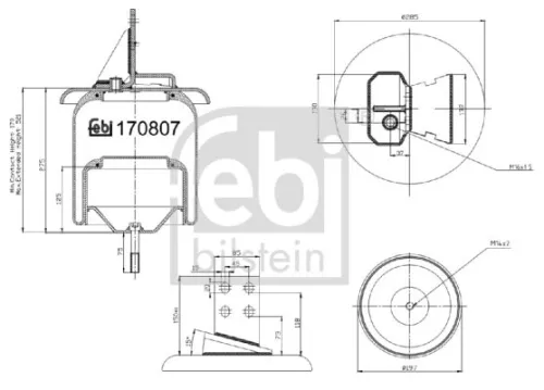 Febi Rear Right Air Bag Suspension Spring For Iveco Eurostar Eurotech Mh Eu