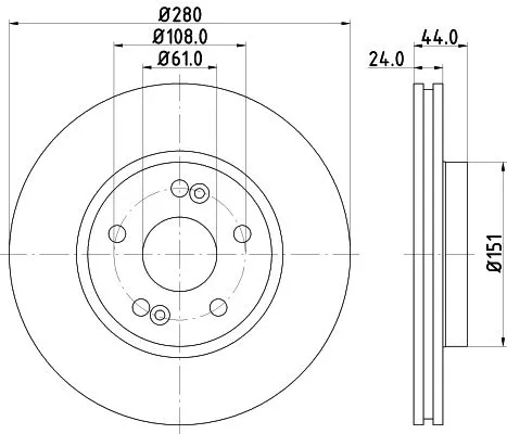 1x  MINTEX Brake Disc MDC778 280