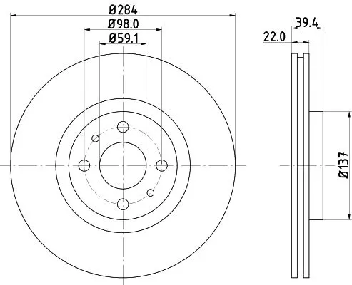 1x  MINTEX Brake Disc MDC808 284