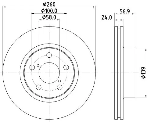 1x  MINTEX Brake Disc MDC809 260
