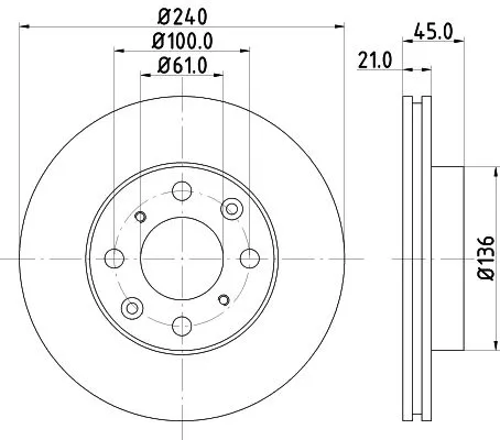 1x MINTEX MDC847 Brake Disc