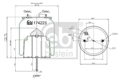 Febi Rear Air Bag Suspension Spring For Scania 2 - Series 4 - Series Bus F 