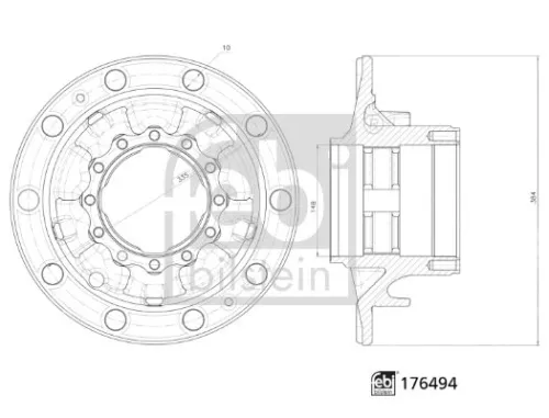 FEBI BILSTEIN FEBI BILSTEIN 176494 Febi Rear Wheel Hub For Volvo Fh12 Fh16 Fl Fl10 Fl12 Fl6 Fl7 Fm10 Fm12 