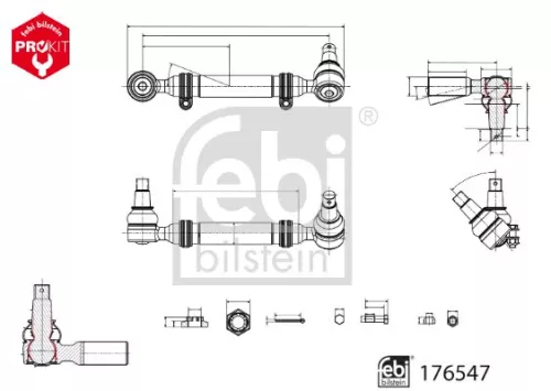 FEBI BILSTEIN FEBI BILSTEIN 176547 Febi Front Inner Tie Rod For Mercedes-benz Actros Mp4 / Mp5 Antos Arocs 