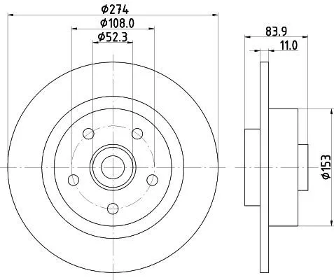1x  MINTEX Brake Disc MDC1681 274
