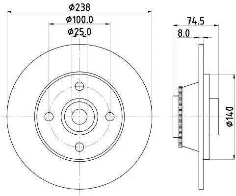 1x  MINTEX Brake Disc MDC1998 238