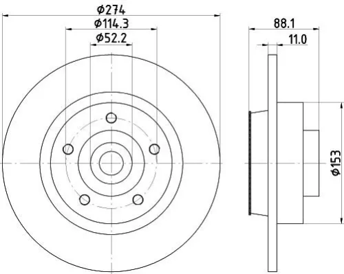 1x  MINTEX Brake Disc MDC2284 274