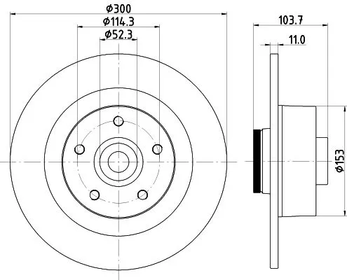 1x  MINTEX Brake Disc MDC2305 300