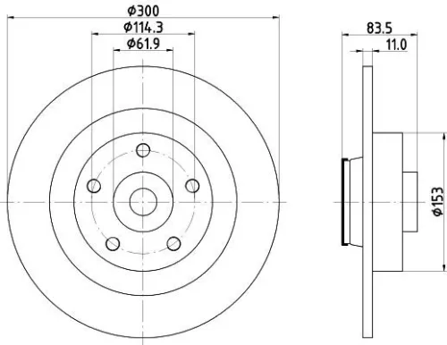 1x  MINTEX Brake Disc MDC2513 300