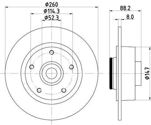 1x  MINTEX Brake Disc MDC2550 260