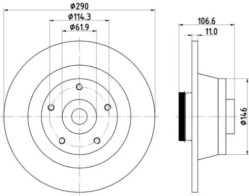1x MINTEX MDC2624C Brake Disc