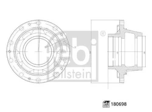 FEBI BILSTEIN FEBI BILSTEIN 180698 Febi Rear Wheel Hub For Erf Man E2000 Ecm F2000 F90 F90 Unterflur M 200 